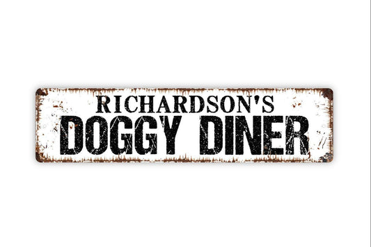 Personalized Doggy Diner Sign, Custom Metal Sign, Vinyl Sticker Or  Street Sign or Door Name Plate Plaque