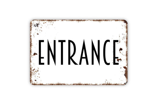 Entrance Sign | Business Office Directional Wall Decor | Metal Sign or Vinyl Sticker for Store Lobby School Clinic Home