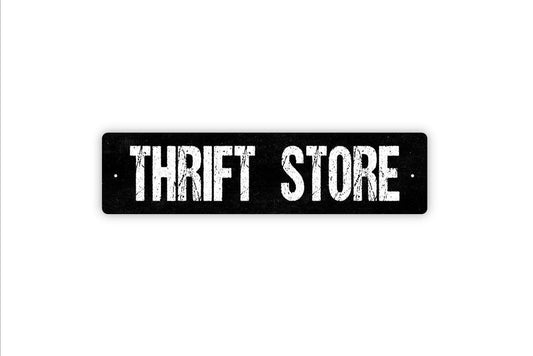 Thrift Store Sign, Vintage Antique Flea Market Vinyl Sticker Or  Custom Metal Sign, Vinyl Sticker Or  Street Sign or Door Name Plate Plaque