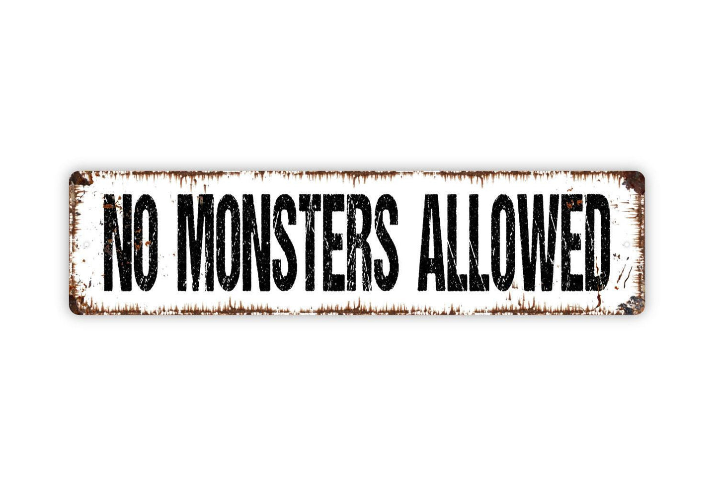 No Monsters Allowed Sign - Sasquatch Big Foot Spook Scary Halloween Funny Vinyl Sticker Or  Street Metal Sign or Door Name Plate Plaque