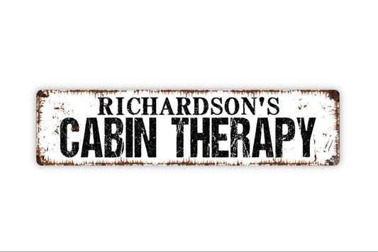 Personalized Cabin Therapy Sign, Custom Metal Sign, Vinyl Sticker Or  Street Sign or Door Name Plate Plaque