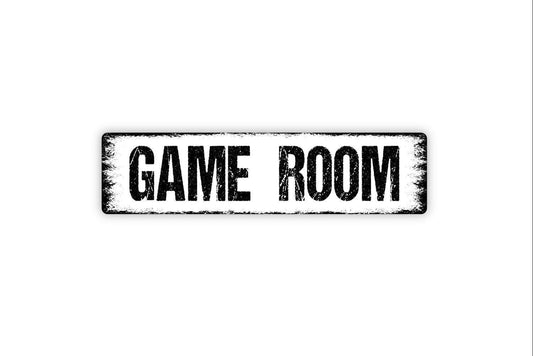 Game Room Sign | Rustic Man Cave Wall Decor | Family Entertainment Room Arcade Pool Table Bar Wall Art | Metal Sign or Vinyl Sticker