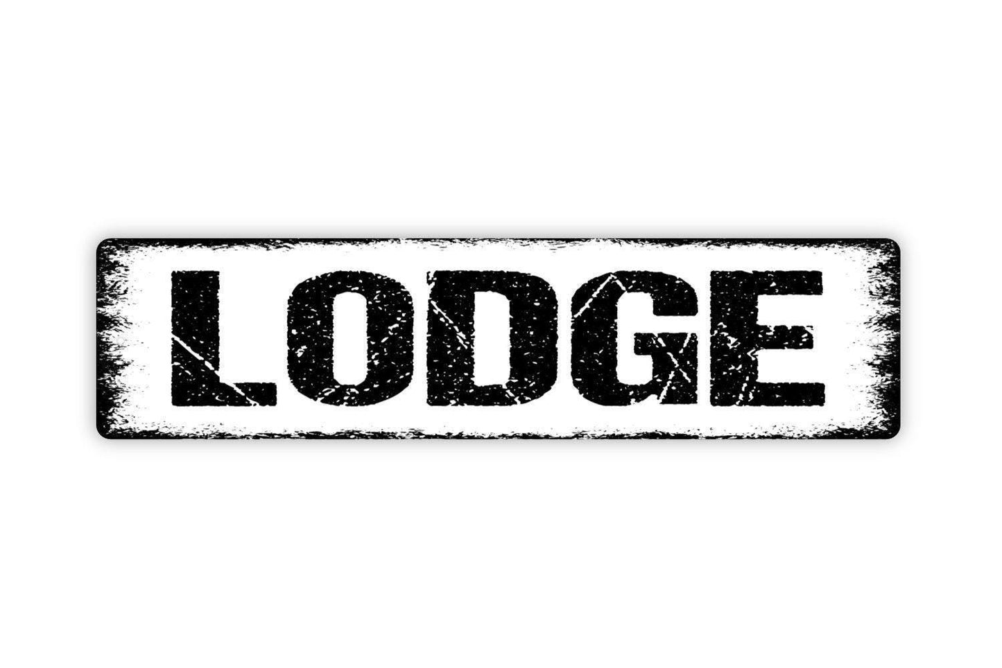 Lodge Metal Sign - Ski Resort Mountain Cabin Vinyl Sticker Or  Street Metal Sign or Door Name Plate Plaque