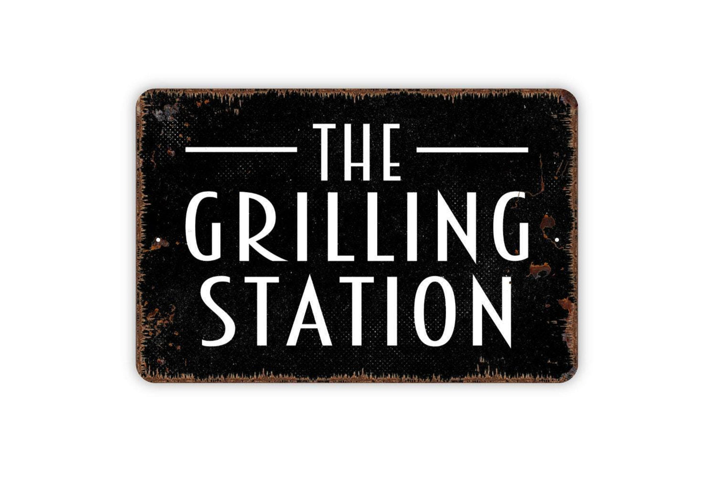 The Grilling Station Sign - Grill BBQ Barbecue Smoke Shack Metal Sign Grilling Notice Sign