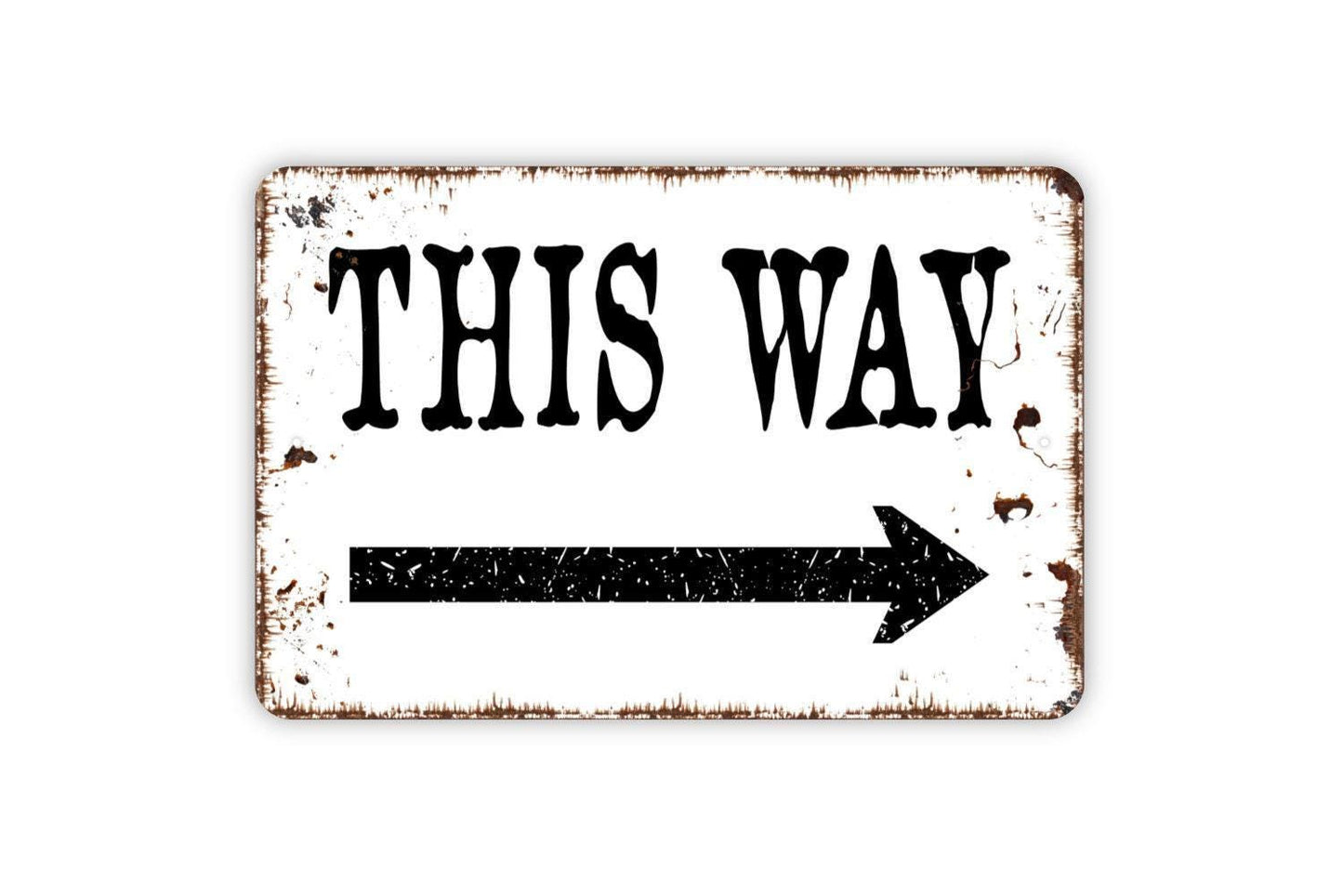 This Way with Right or Left Directional Arrow Metal Sign - Farmhouse Style Wall Decor Modern Wall Metal Sign