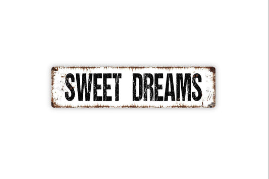 Sweet Dreams Sign - I Love You Rest Well Nighttime Vinyl Sticker Or  Street Metal Sign or Door Name Plate Plaque