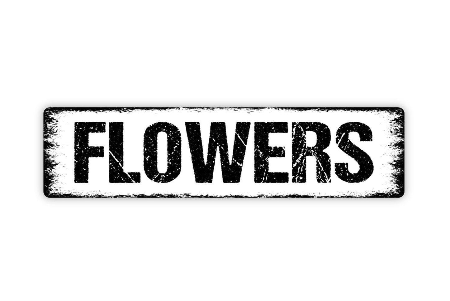 Flowers Sign - Flower Garden Market Floral Florist Vinyl Sticker Or  Street Metal Sign or Door Name Plate Plaque