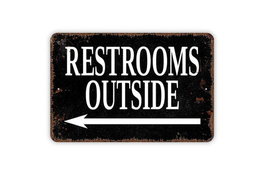 Restrooms Outside With Arrow Sign | Bathroom Directional Wall Decor | Event Business Restaurant Wayfinding Metal Sign or Vinyl Sticker