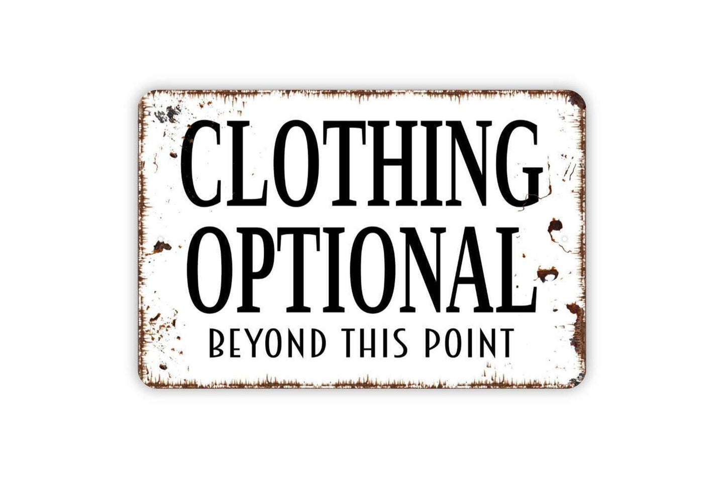 Clothing Optional Beyond This Point Sign | Funny Pool or Patio Sign | Rustic Bar Wall Decor | Custom Metal Sign or Vinyl Sticker