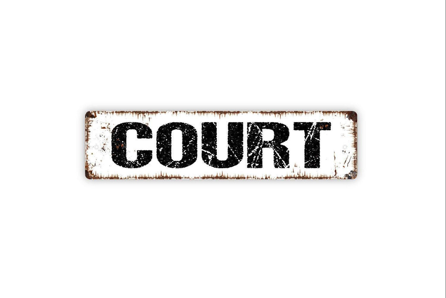 Court Metal Sign - Basketball Tennis Pickleball Sports Arena Play Indoor Or Outdoor Rustic Street Metal Sign or Door Name Plate Plaque