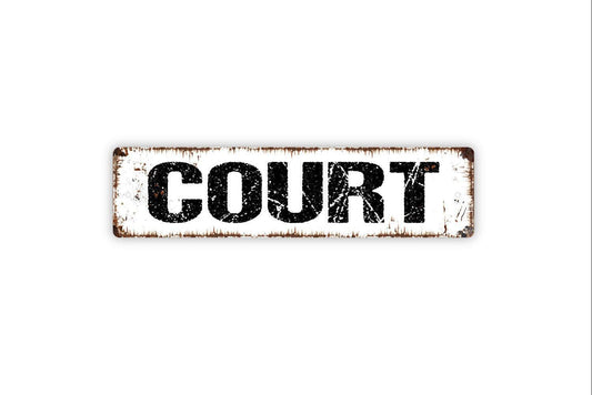Court Metal Sign - Basketball Tennis Pickleball Sports Arena Play Indoor Or Outdoor Rustic Street Metal Sign or Door Name Plate Plaque