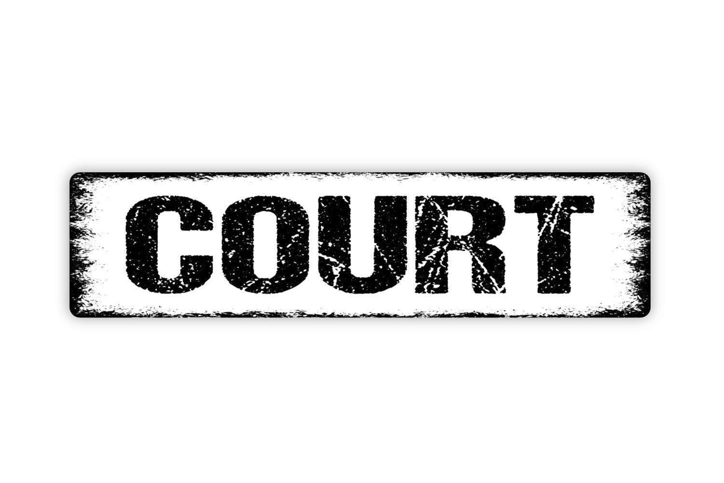 Court Metal Sign - Basketball Tennis Pickleball Sports Arena Play Indoor Or Outdoor Rustic Street Metal Sign or Door Name Plate Plaque