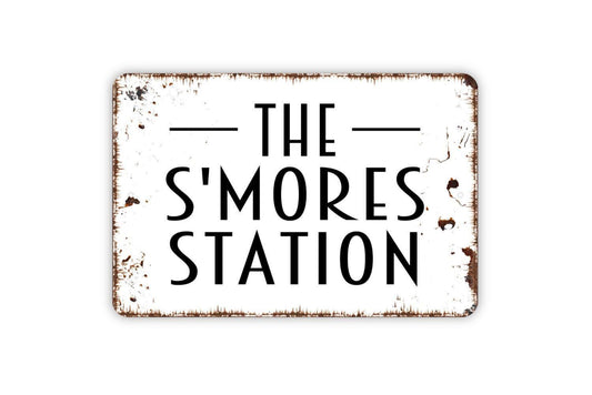 S’mores Station Sign | Outdoor Campfire Sign | Rustic Party Dessert Table Sign | Metal Sign or Vinyl Sticker
