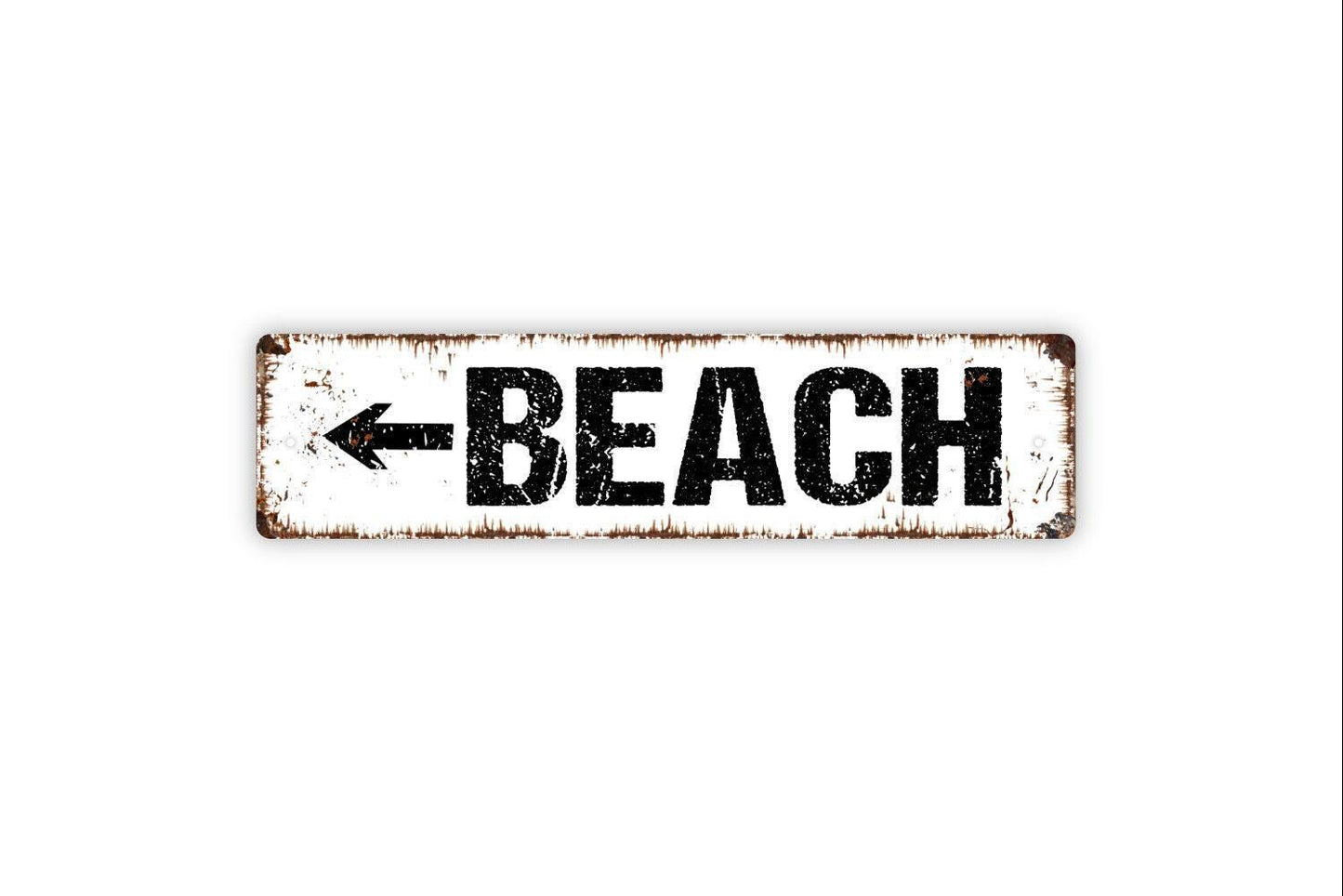Beach With Arrow Sign | Coastal Wall Decor | Metal Sign or Vinyl Sticker for Beach Houses, Patios, Pools, or Coastal Themed Homes