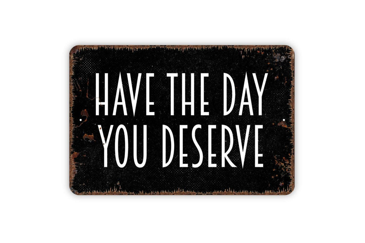 Have The Day You Deserve Sign - Funny Affirmation Metal Wall Art