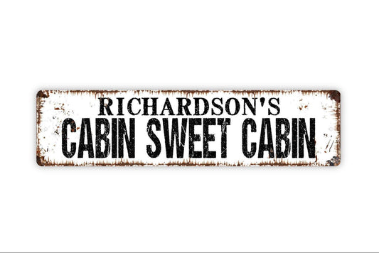 Personalized Cabin Sweet Cabin Sign | Custom Rustic Cabin Sign Metal or Vinyl Sticker | Lake House Decor | Mountain Lodge Gift Sticker