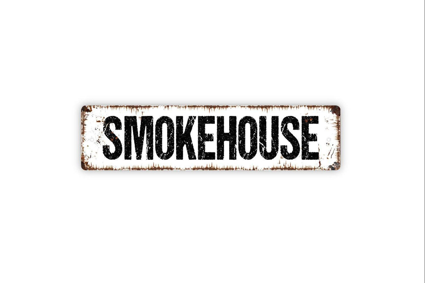 Smokehouse Metal Sign - Smoke Meats BBQ Barbecue Pit Cook Chef Kitchen Vinyl Sticker Or  Street Metal Sign or Door Name Plate Plaque