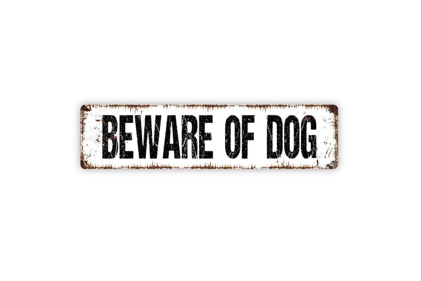 Beware of Dog Sign - Vinyl Sticker Or  Metal Street Sign or Door Name Plate Plaque