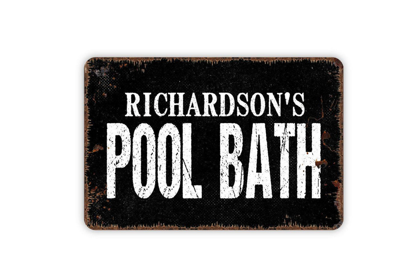 Personalized Pool Bath Sign - Custom Swimming Pool Indoor or Outdoor Metal Wall Art