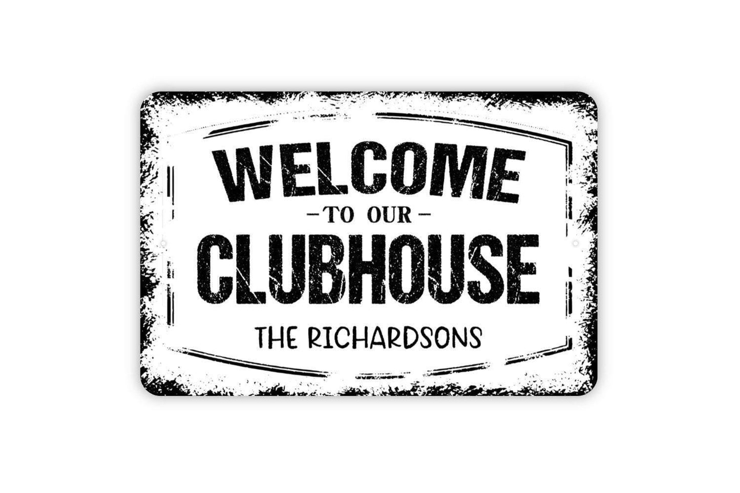 Personalized Welcome To Our Clubhouse Sign - Custom Metal Wall Art Indoor Or Outdoor