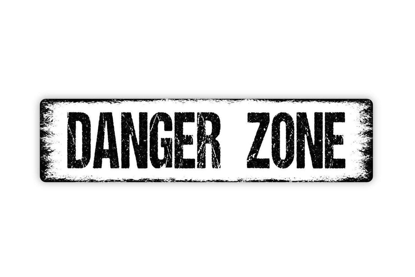 Danger Zone Sign - Caution Warning Beware Danger Ahead Do Not Enter Vinyl Sticker Or  Street Metal Sign or Door Name Plate Plaque