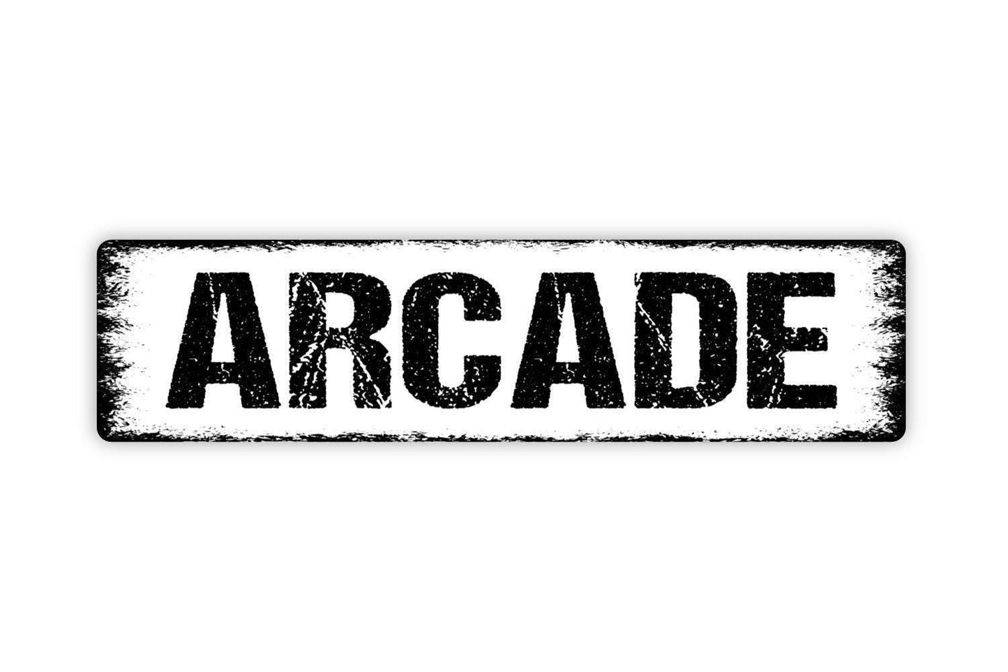 Arcade Sign - Vinyl Sticker Or  Metal Street Sign or Door Name Plate Plaque