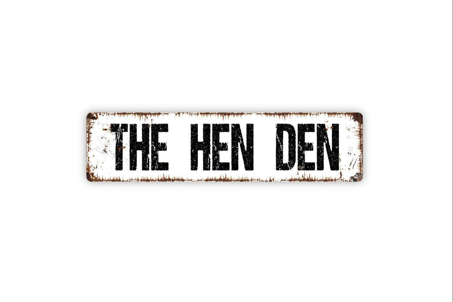 The Hen Den Sign - Chicken Coop Rooster Farm Fresh Eggs Vinyl Sticker Or  Street Metal Sign or Door Name Plate Plaque