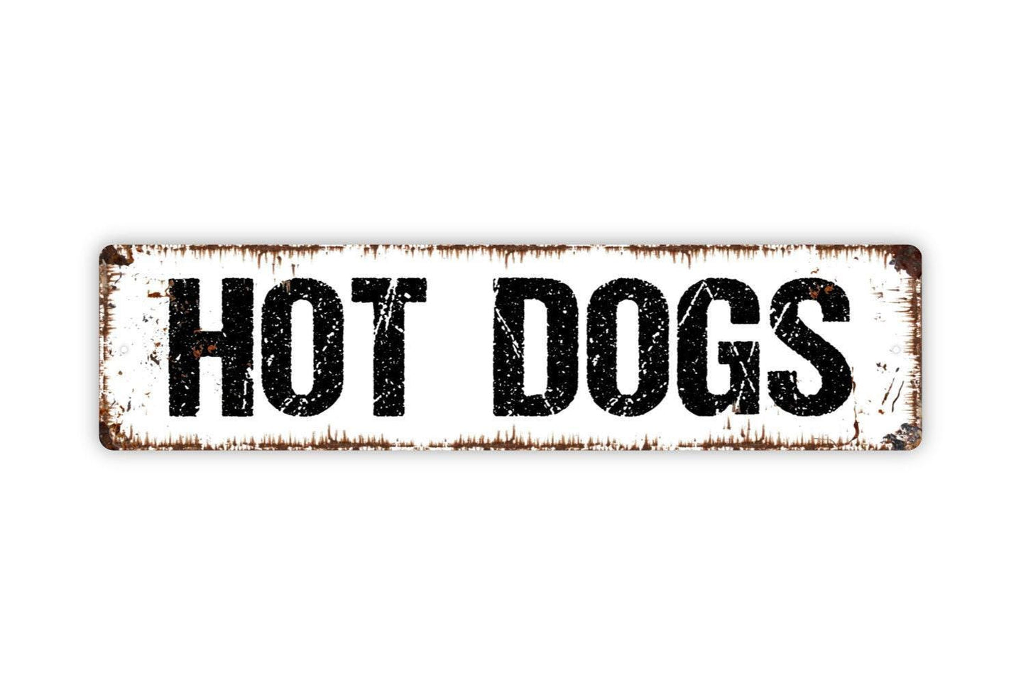 Hot Dogs Sign - Vinyl Sticker Or  Custom Metal Street Sign or Door Name Plate Plaque