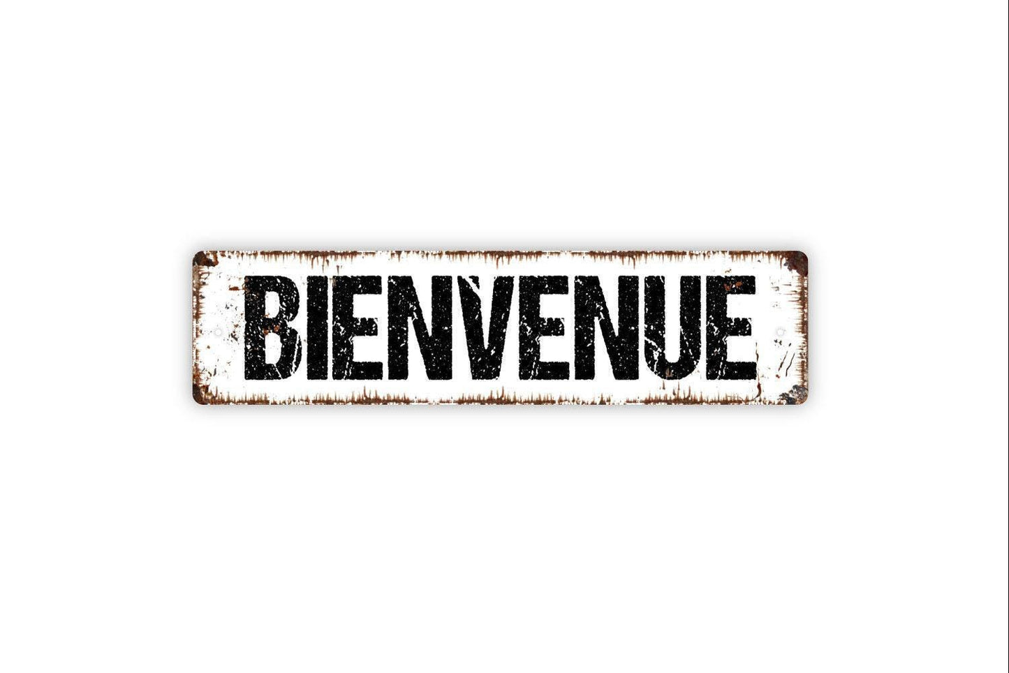Bienvenue Sign - Vinyl Sticker Or  Custom Name Metal Street Sign or Door Name Plate Plaque