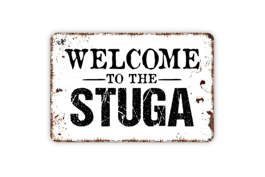 Welcome to the Stuga Sign Metal or Vinyl Sticker | Rustic Cabin Wall Art | Scandinavian Cottage Decor | Nordic Lodge Sign | Country Home