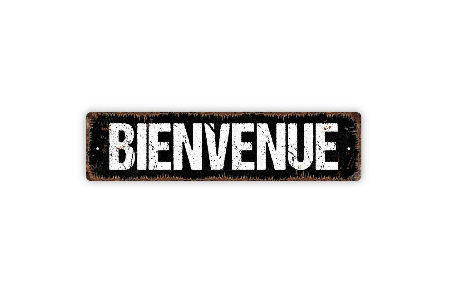 Bienvenue Sign - Vinyl Sticker Or  Custom Name Metal Street Sign or Door Name Plate Plaque