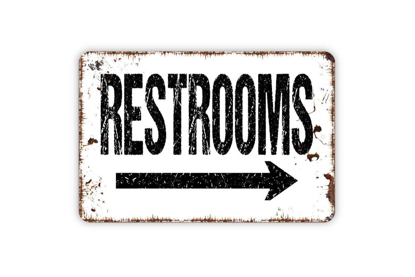Restrooms Sign with Right or Left Arrow Sign - Bathroom Metal Wall Art - Indoor or Outdoor
