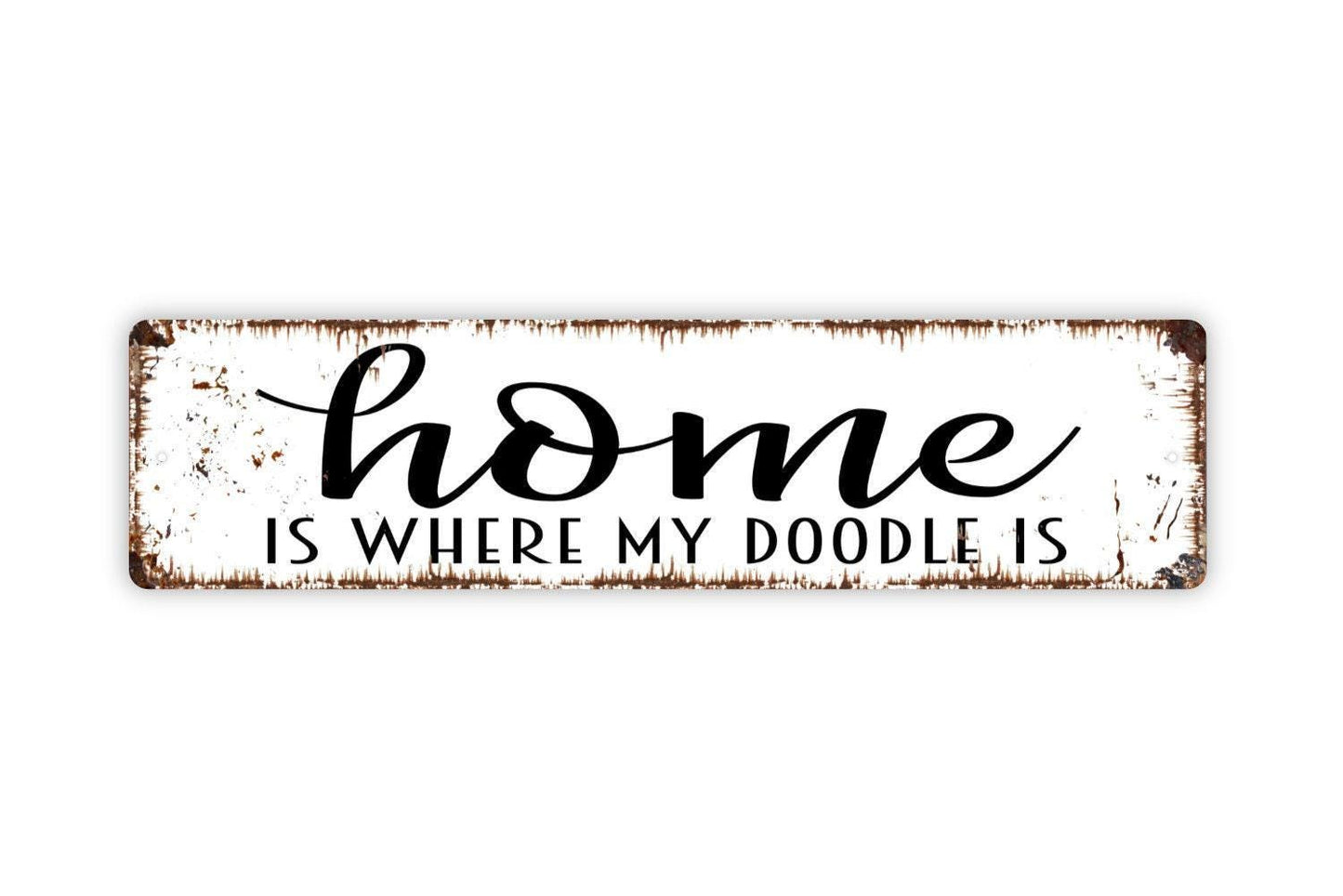 Home Is Where My Doodle Is Sign | Dog Lover Wall Decor | Labradoodle Goldendoodle Pet Sign | Metal Sign or Vinyl Sticker for Home