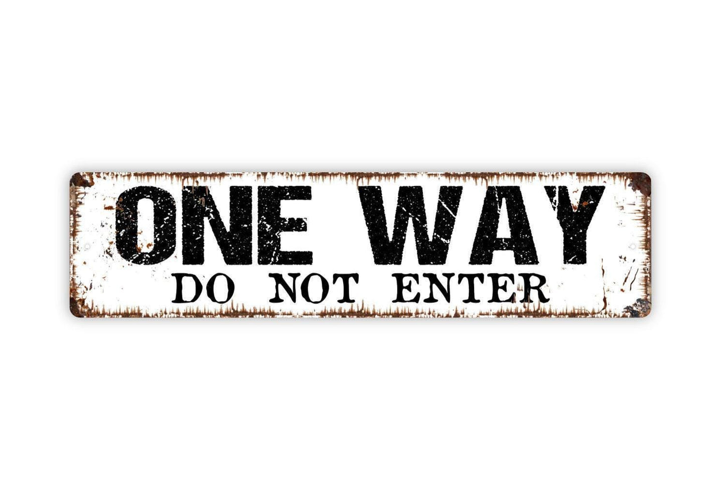 One Way Do Not Enter Sign - No Outlet Turn Around Private Drive Vinyl Sticker Or  Street Metal Sign or Door Name Plate Plaque