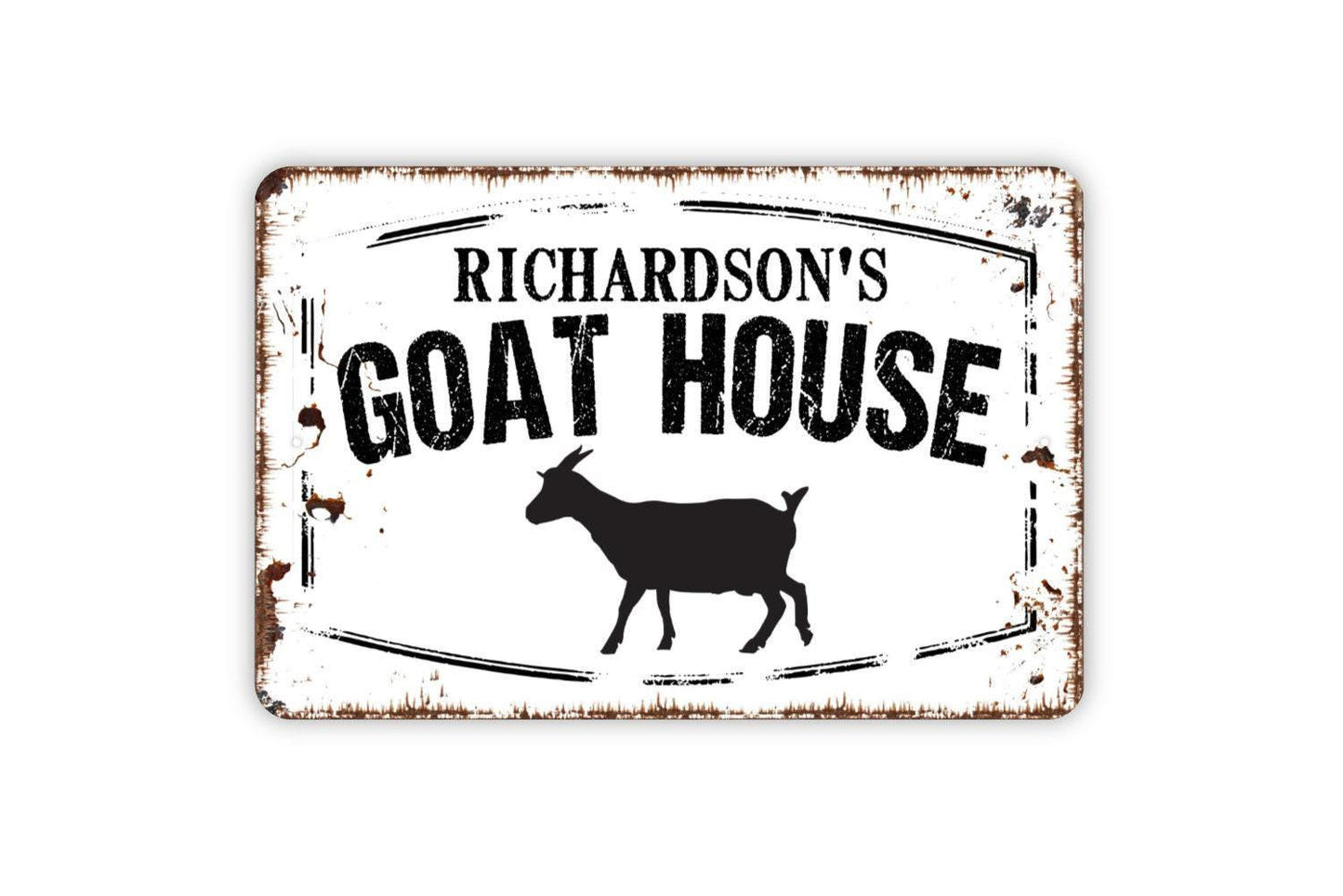 Personalized Goat House Sign - Custom Your Name Goat Barn Farm Metal Wall Art Indoor Or Outdoor