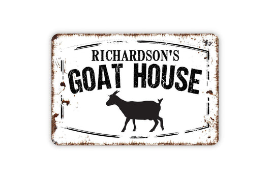 Personalized Goat House Sign - Custom Your Name Goat Barn Farm Metal Wall Art Indoor Or Outdoor