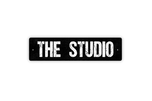 The Studio Sign, Custom Metal Sign, Vinyl Sticker Or  Street Sign or Door Name Plate Plaque
