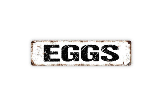 Eggs Sign - Kitchen Vinyl Sticker Or  Custom Metal Street Sign or Door Name Plate Plaque