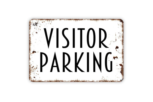 Visitor Parking Sign | Rustic Property Wall Decor | Driveway or Business Lot Sign | Custom Metal Sign or Vinyl Sticker | Outdoor Yard Art