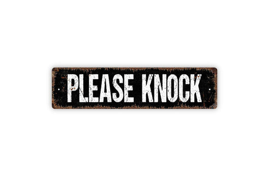 Please Knock Sign - Front Door Sign Private Residence Vinyl Sticker Or  Street Sign or Door Name Plate Plaque