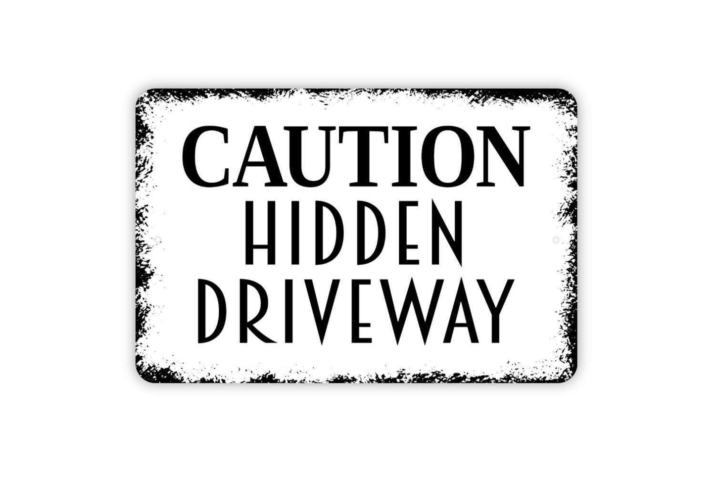 Caution Hidden Driveway Sign - Metal Sign Wall Art Indoor Or Outdoor