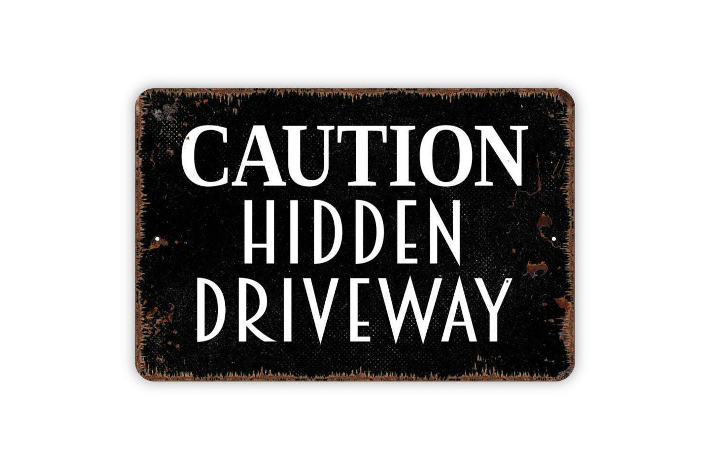 Caution Hidden Driveway Sign - Metal Sign Wall Art Indoor Or Outdoor