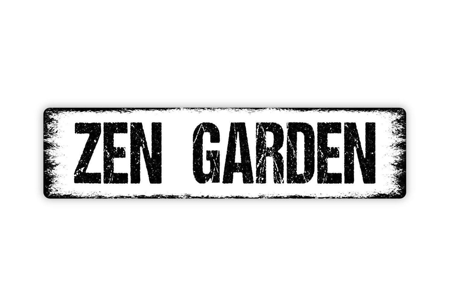 Zen Garden Sign - Vinyl Sticker Or  Metal Street Sign or Door Name Plate Plaque