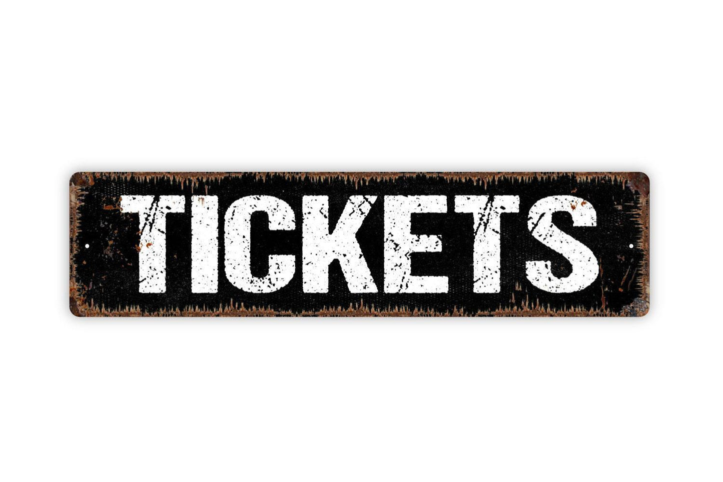 Tickets Sign | Event Admission Counter Decor | Metal Sign or Vinyl Sticker for Carnival, Fair, Theater, or Concession Stand