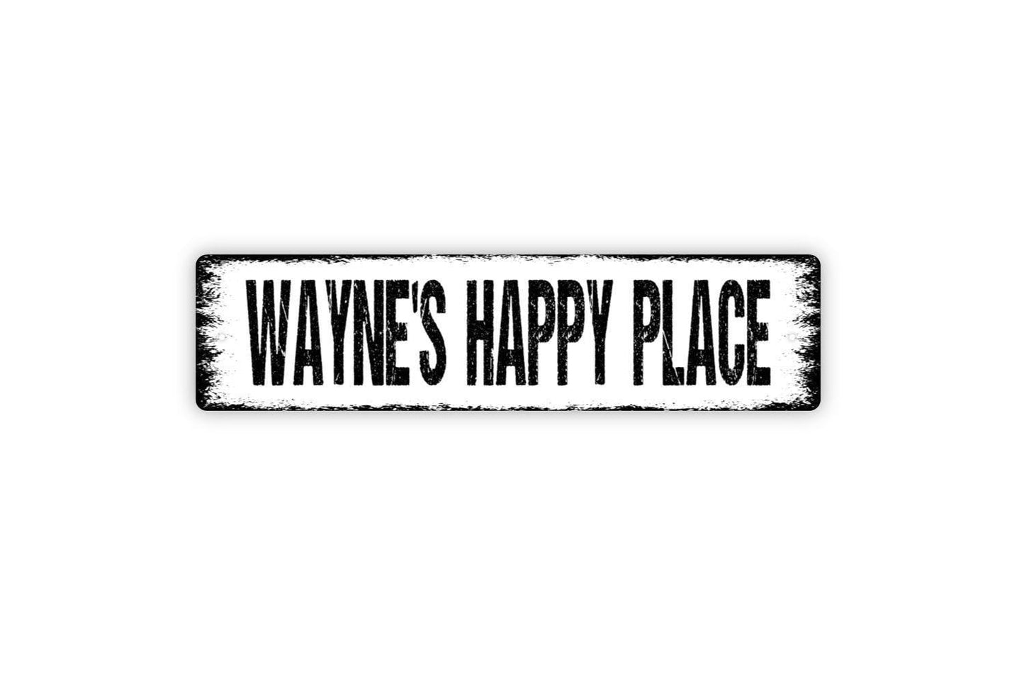 Personalized Custom Your Text Happy Place Sign - Custom Metal Sign Vinyl Sticker Or  Street Metal Sign or Door Name Plate Plaque