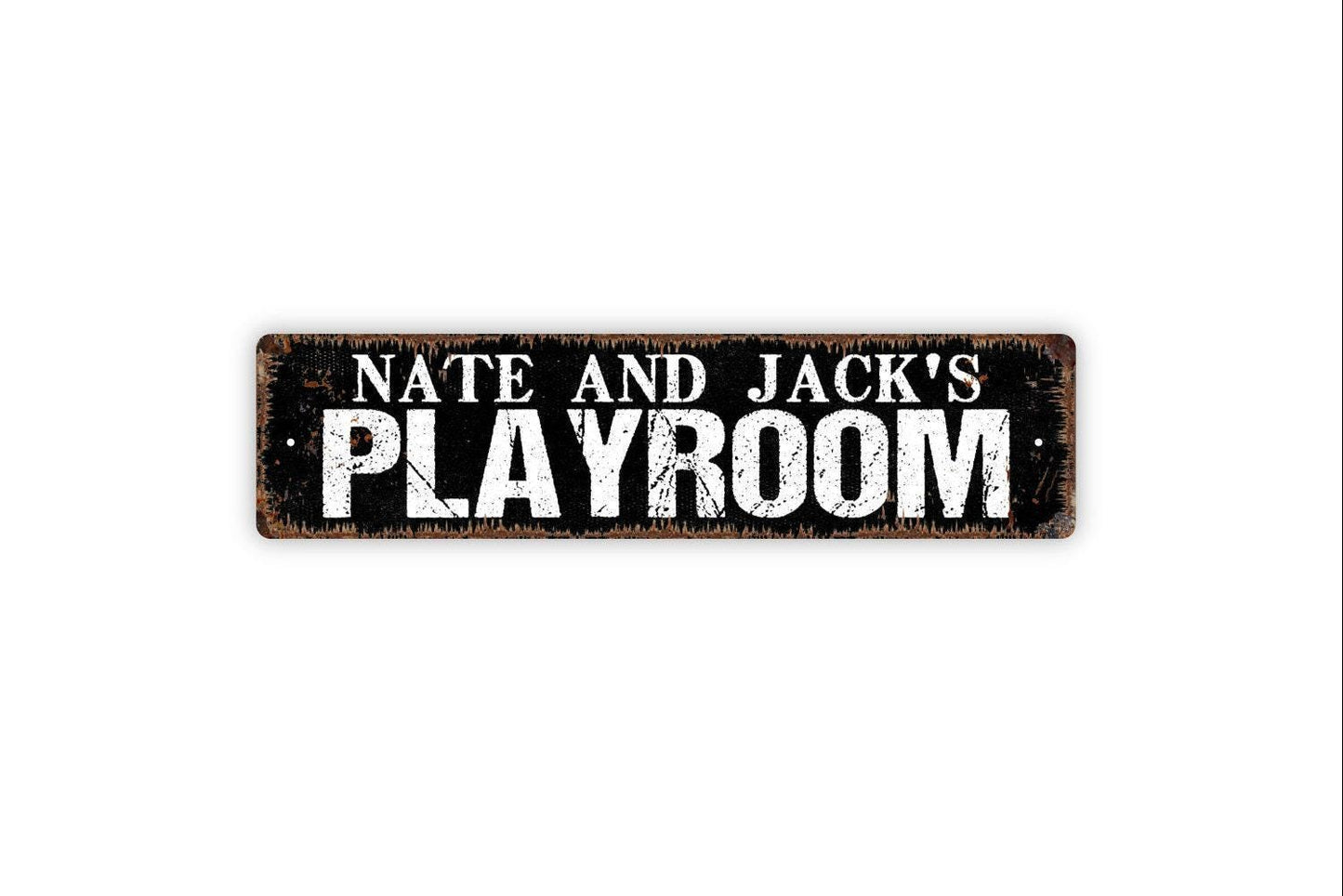 Personalized Playroom Sign | Custom Kids Bedroom or Play Area Wall Sign | Rustic Children’s Room Décor | Metal Sign or Vinyl Sticker