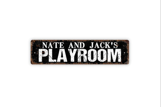 Personalized Playroom Sign | Custom Kids Bedroom or Play Area Wall Sign | Rustic Children’s Room Décor | Metal Sign or Vinyl Sticker
