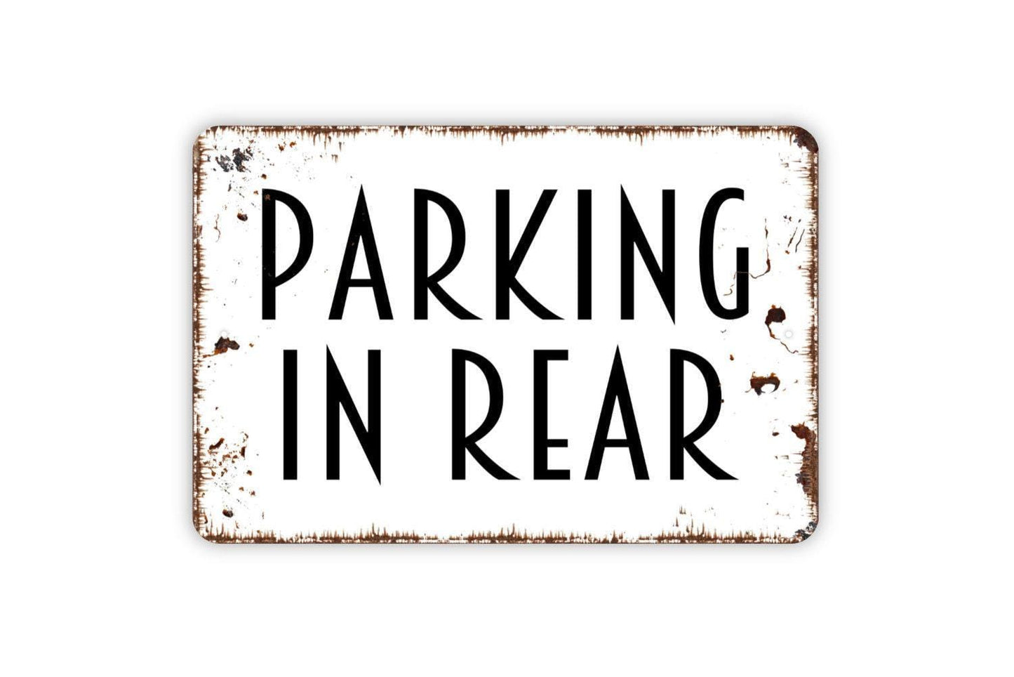 Parking In Rear Sign | Business, Office, or Storefront Directional Wall Sign | Metal Property Parking Sign or Vinyl Sticker Notice Décor