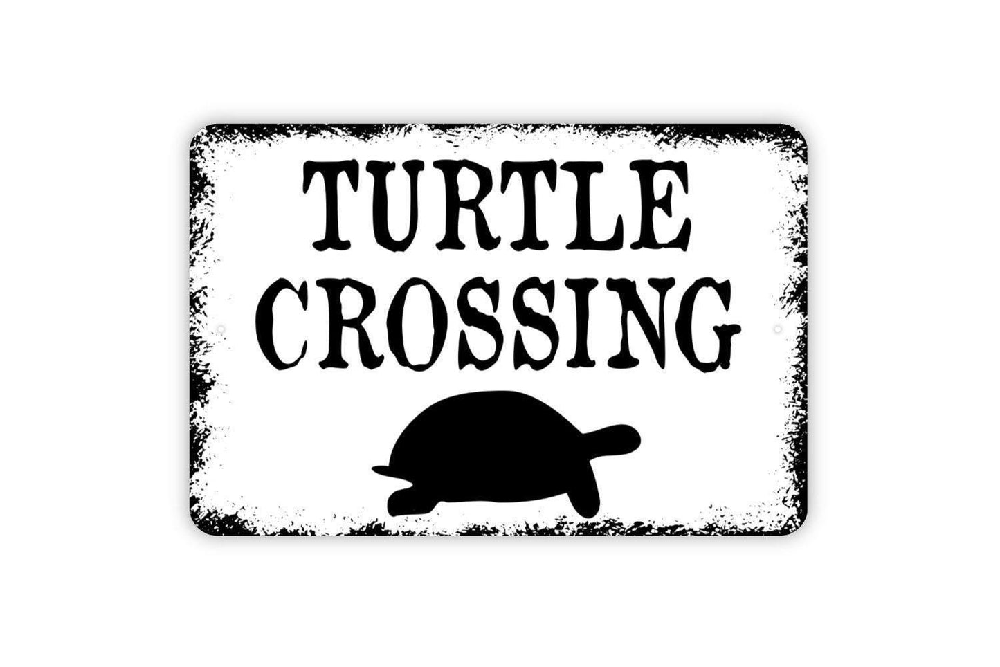 Turtle Crossing Sign Metal or Vinyl Sticker | Funny Animal Crossing Sign | Rustic Yard Decor | Wildlife Lover Gift | Farm or Garden Sticker