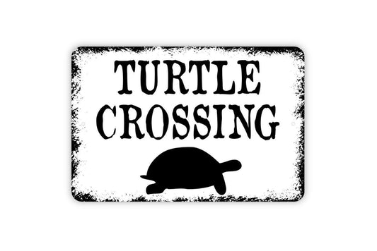 Turtle Crossing Sign Metal or Vinyl Sticker | Funny Animal Crossing Sign | Rustic Yard Decor | Wildlife Lover Gift | Farm or Garden Sticker